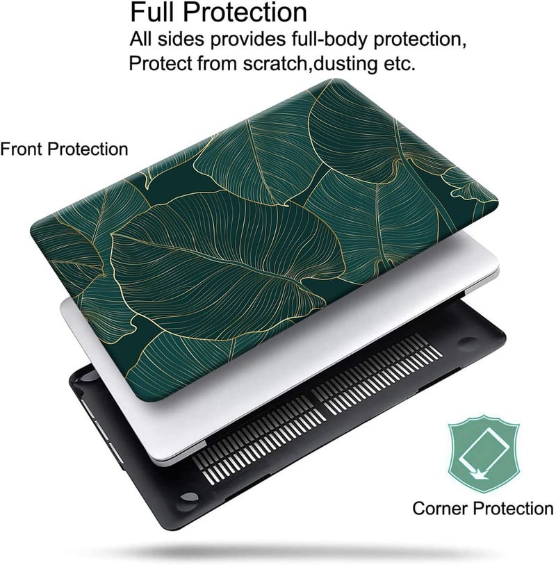 KEROM Compatible for MacBook Air 13 inch Case 2025-2022 M4 M3 M2 A3240 A3113 A2681, MacBook Air M4 13 inch Case, Protective Plastic Hard Shell & Keyboard Cover for Mac Air 13.6'', Green Leaves - Image 2